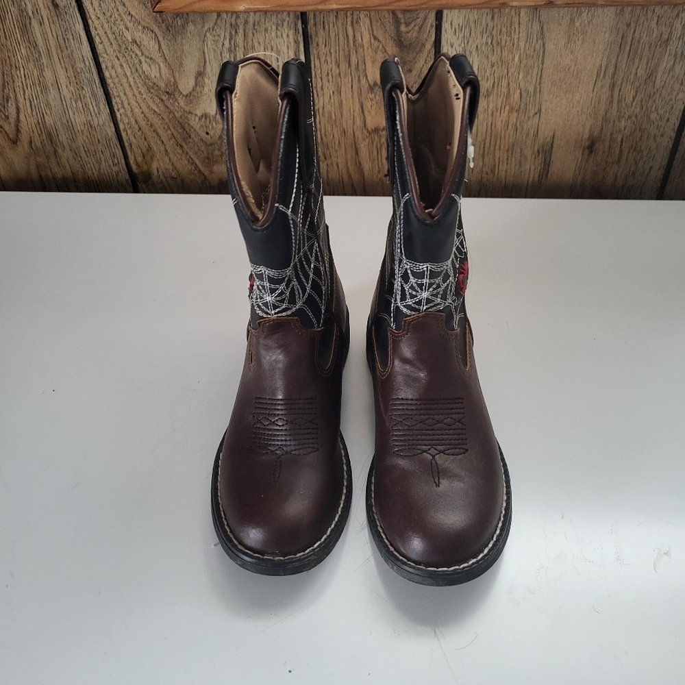 Roper Western Boots Boys Kids Spider Light Brown Size 10